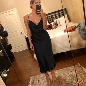 Emerald green satin dress - never worn before